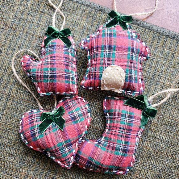 Set Of 4 hand-made Christmas Ornaments Holiday - Picture 4 of 7